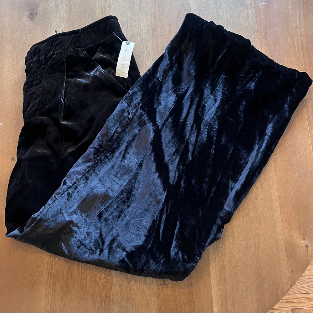 Anthropologie BNWT Black Velvet Trousers